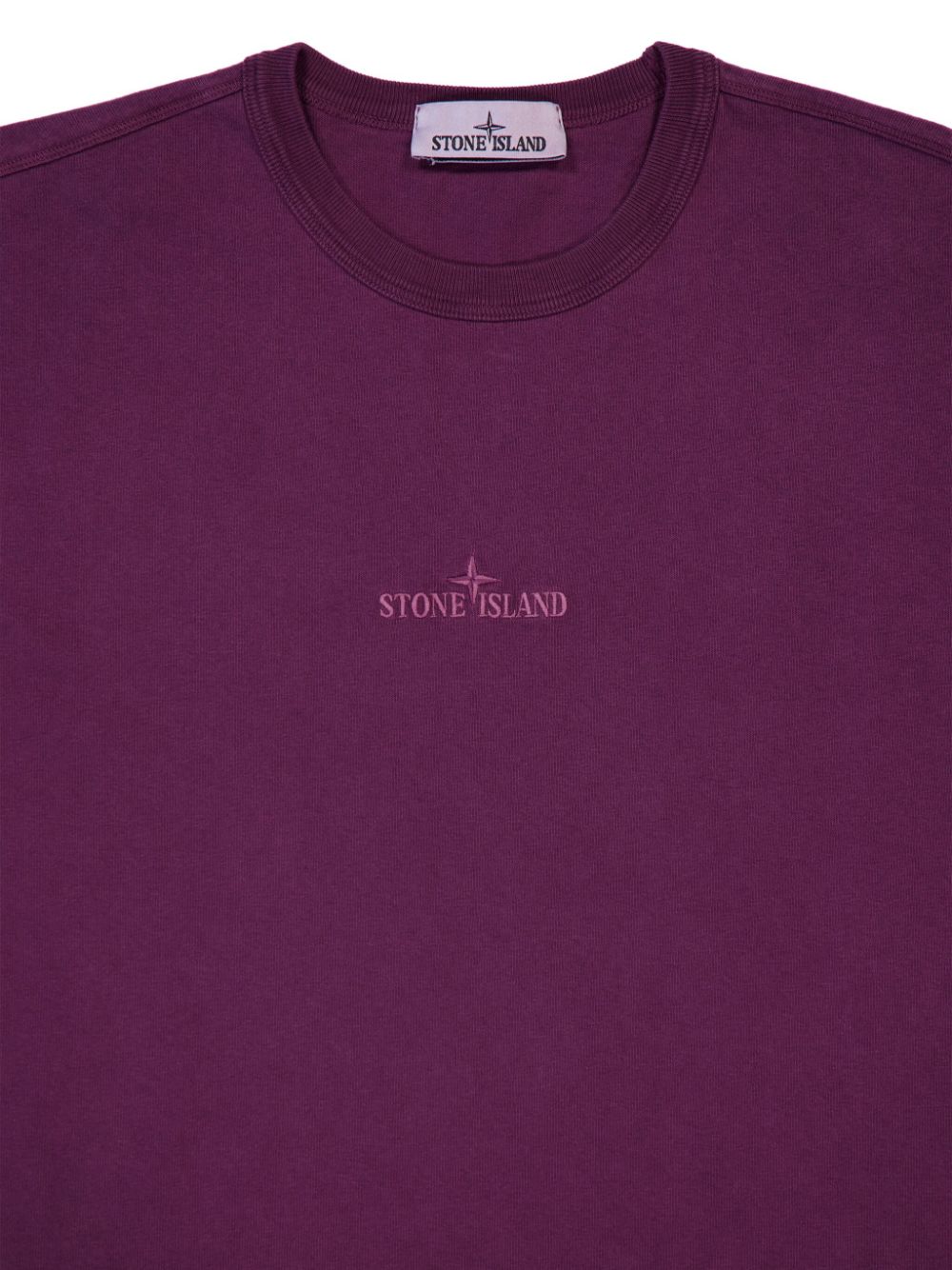 Shop Stone Island Logo Embroidered T-shirt In Purple