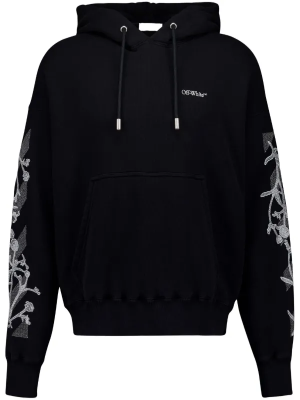 Off White floral print Hoodie Black FARFETCH IL