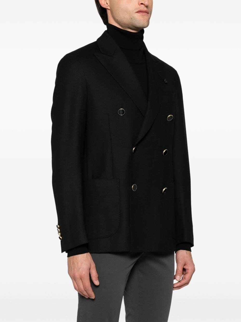 Shop Lardini Double-breasted Blazer In Black