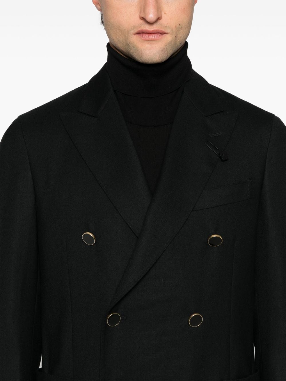 Shop Lardini Double-breasted Blazer In Black