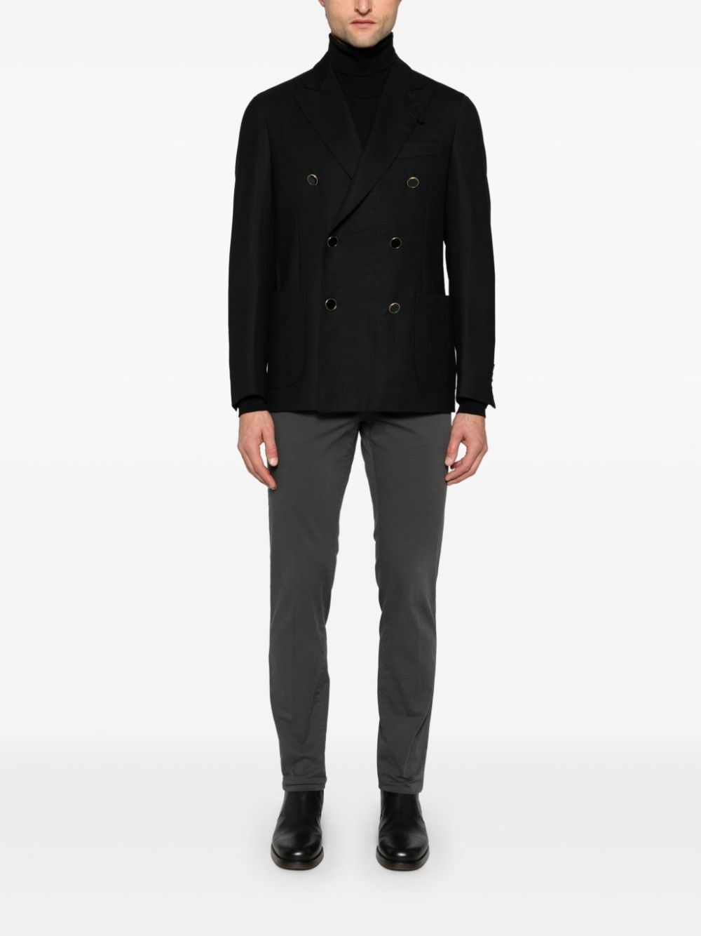 Shop Lardini Double-breasted Blazer In Black