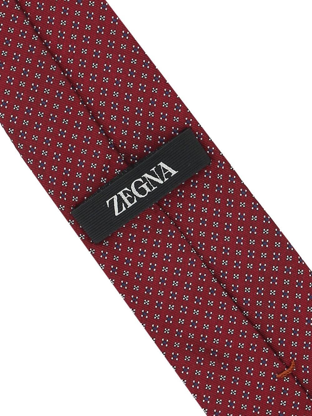 Shop Zegna Geometric-jacquard Silk Tie In Rosso Medio Micro Fantasia