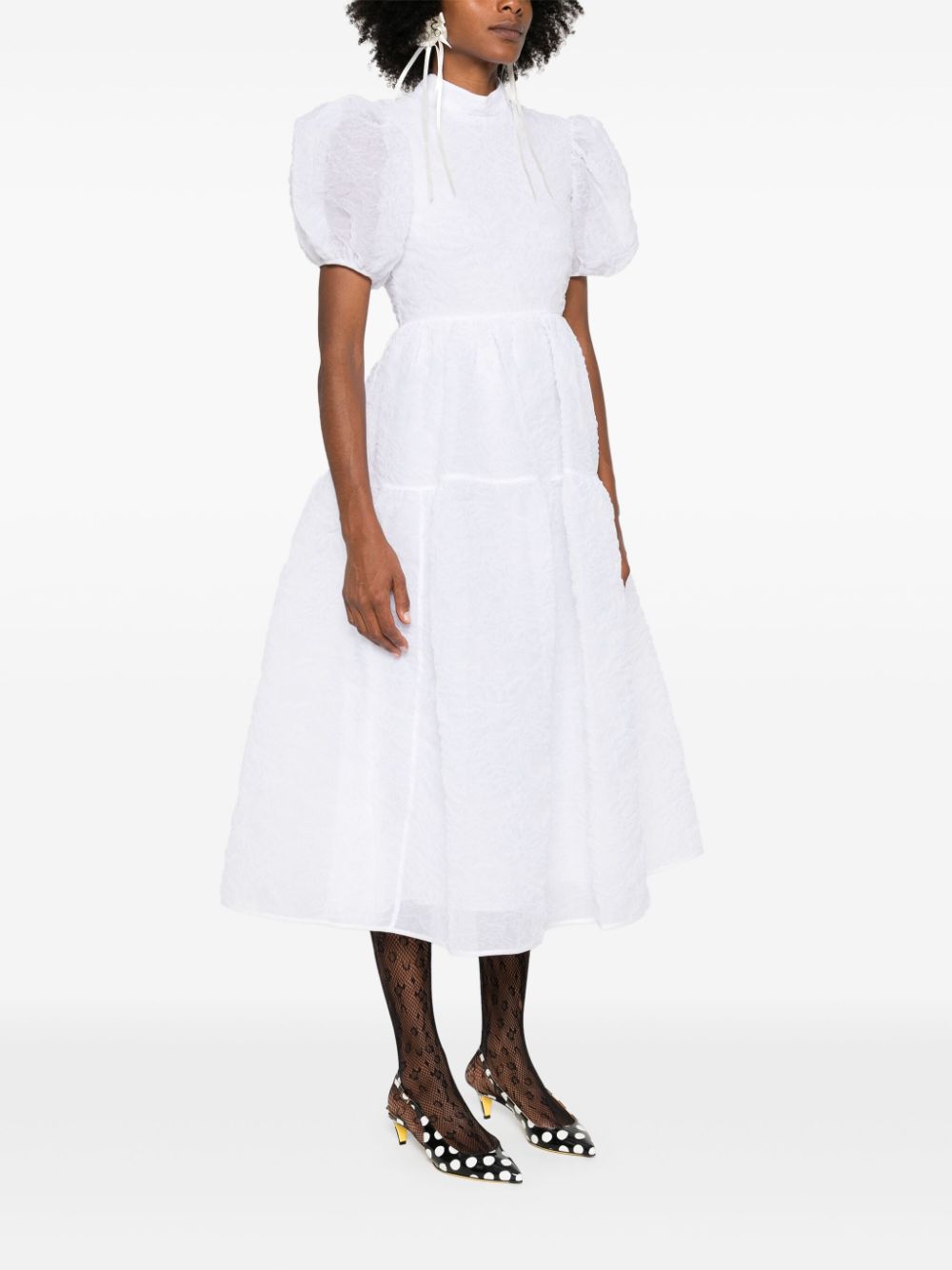 Shop Cecilie Bahnsen Kelly Midi Dress In White