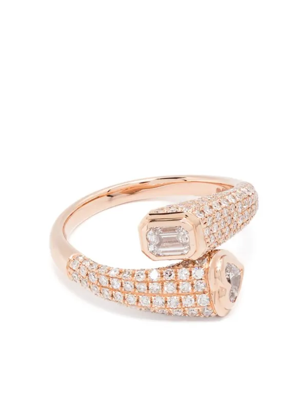 Shay 18CT Rose Gold Bypass Diamonds Pink Ring