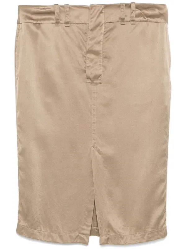 Saint Laurent Silk Pencil Skirt in Neutrals