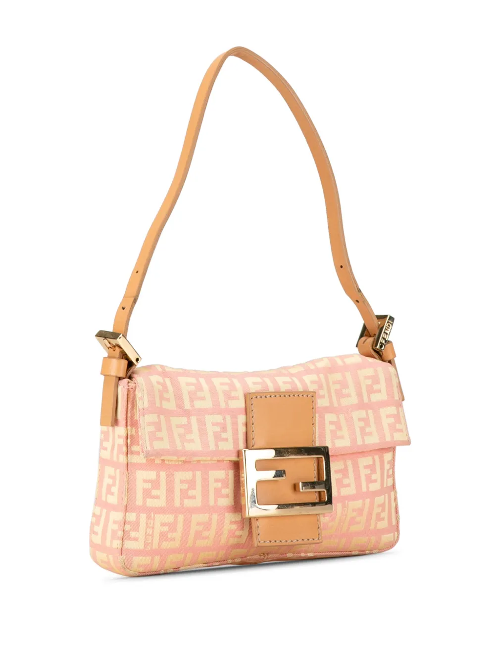 Pre-owned Fendi 2000-2010 Mini Zucchino Canvas Uette Shoulder Bag In Pink