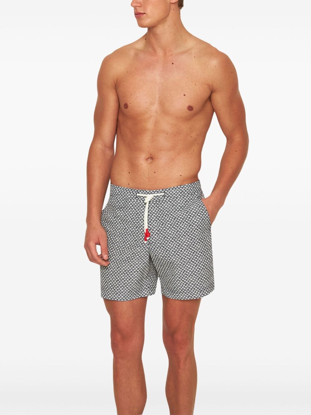 Shop Orlebar Brown Standard Mosaic Swim Shorts In Black