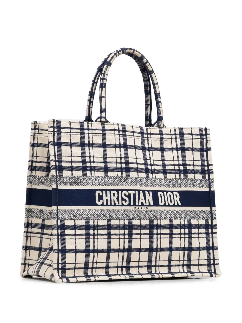 Pre-owned Dior 2021 Large Check N  Book Tote Bag In Blue