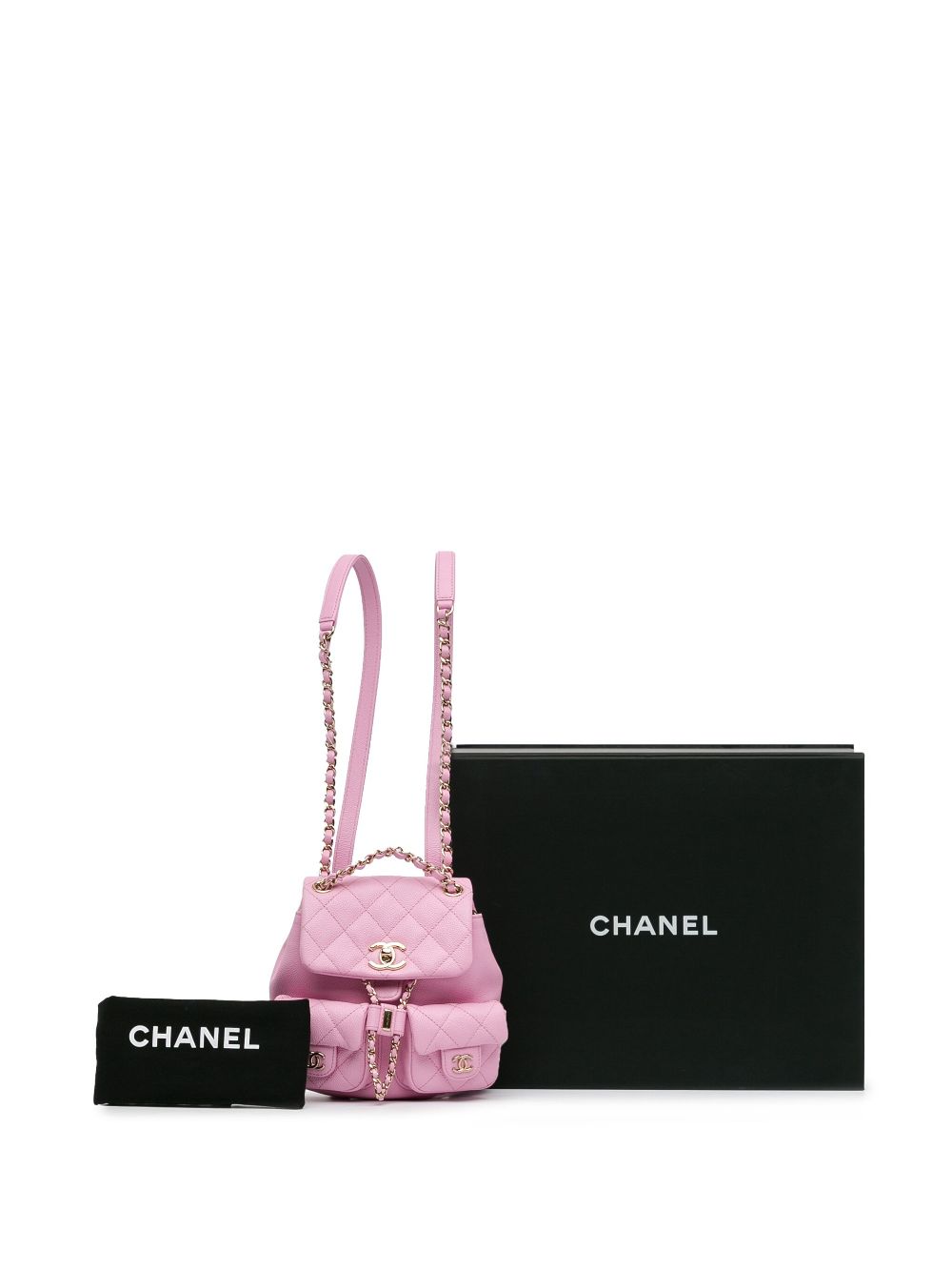 CHANEL 2021-2024 Small Quilted Caviar Duma Pockets Drawstring backpack Women