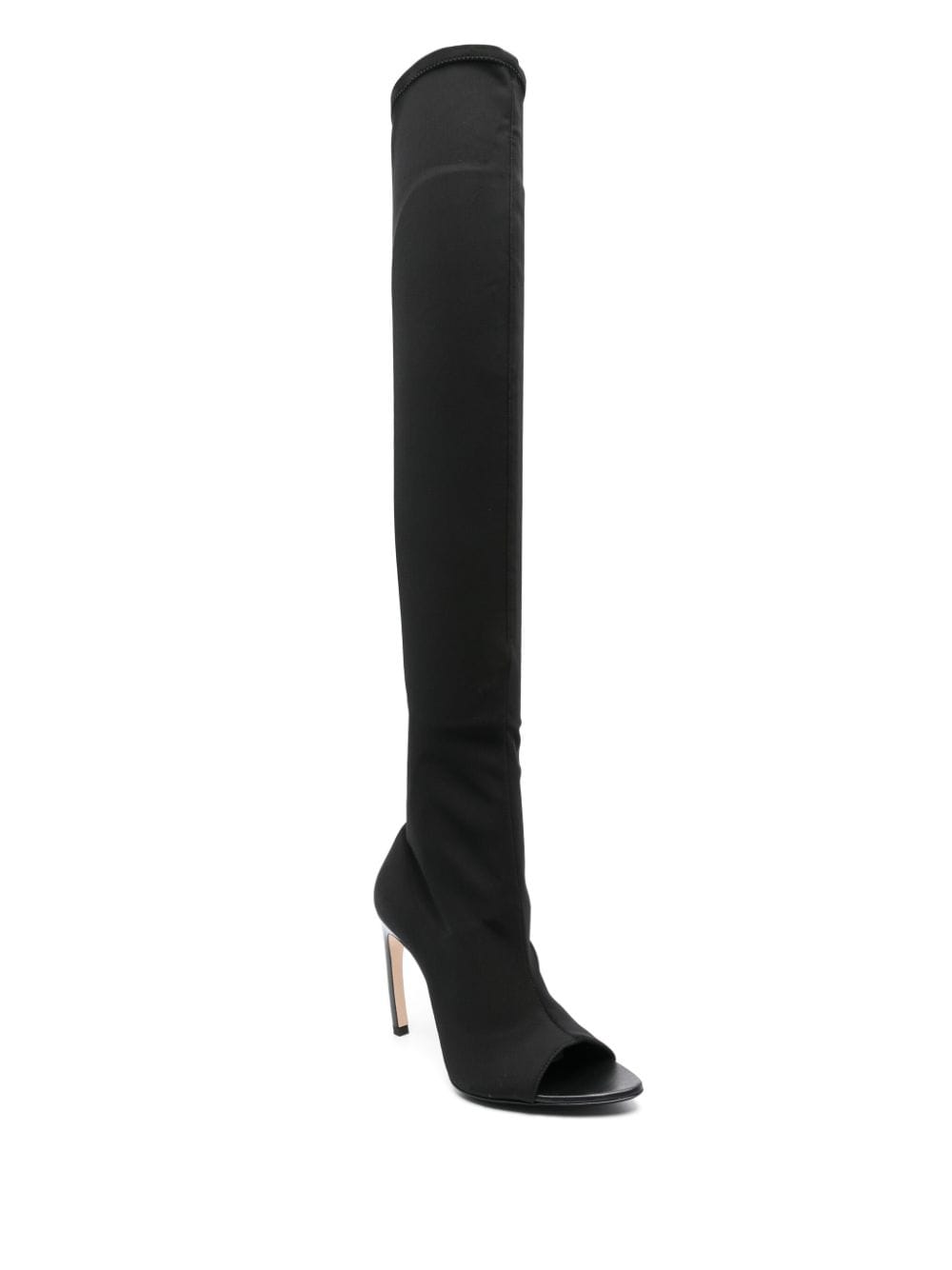 Victoria Beckham 100mm peep-toe jersey boots - Zwart