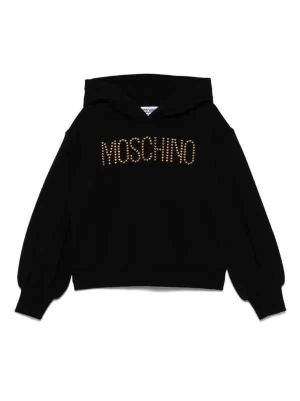 Moschino Kids logo embellished Hoodie Black FARFETCH AE