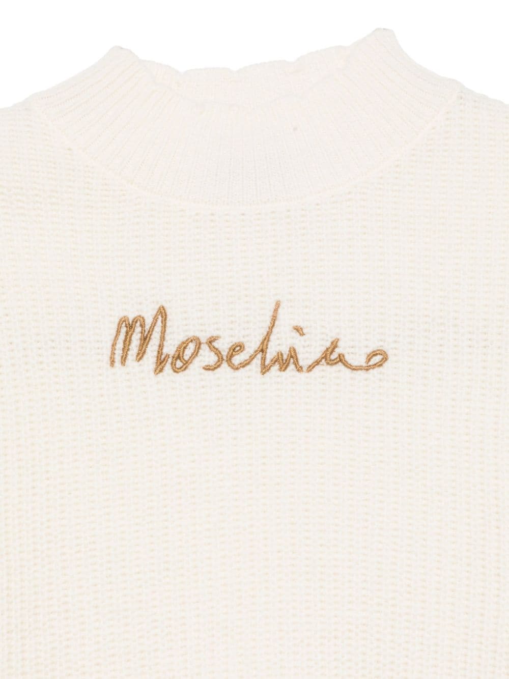 Shop Moschino Logo-embroidered Jumper In Neutrals