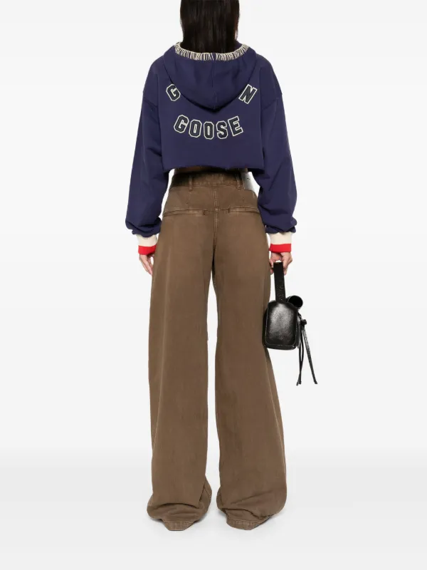 美品*GOLDEN 　ハーフジップパーカー　クロップド丈 Golden Goose ハーフジップ クロップドパーカー | ブルー | FARFETCH JP