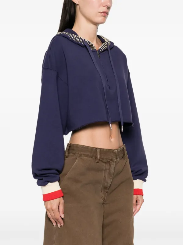 美品*GOLDEN 　ハーフジップパーカー　クロップド丈 Golden Goose ハーフジップ クロップドパーカー | ブルー | FARFETCH JP