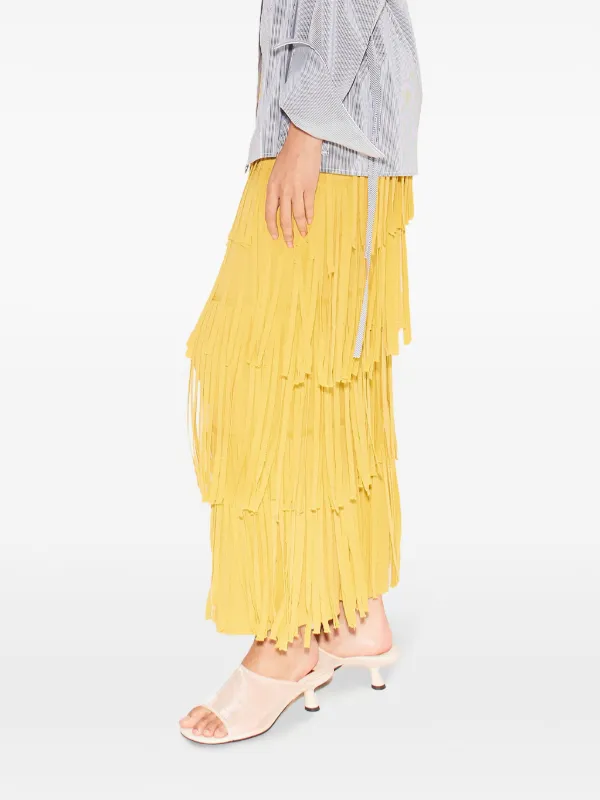 Simon Miller Za Za Knit Fringe Maxi Skirt Yellow FARFETCH NZ