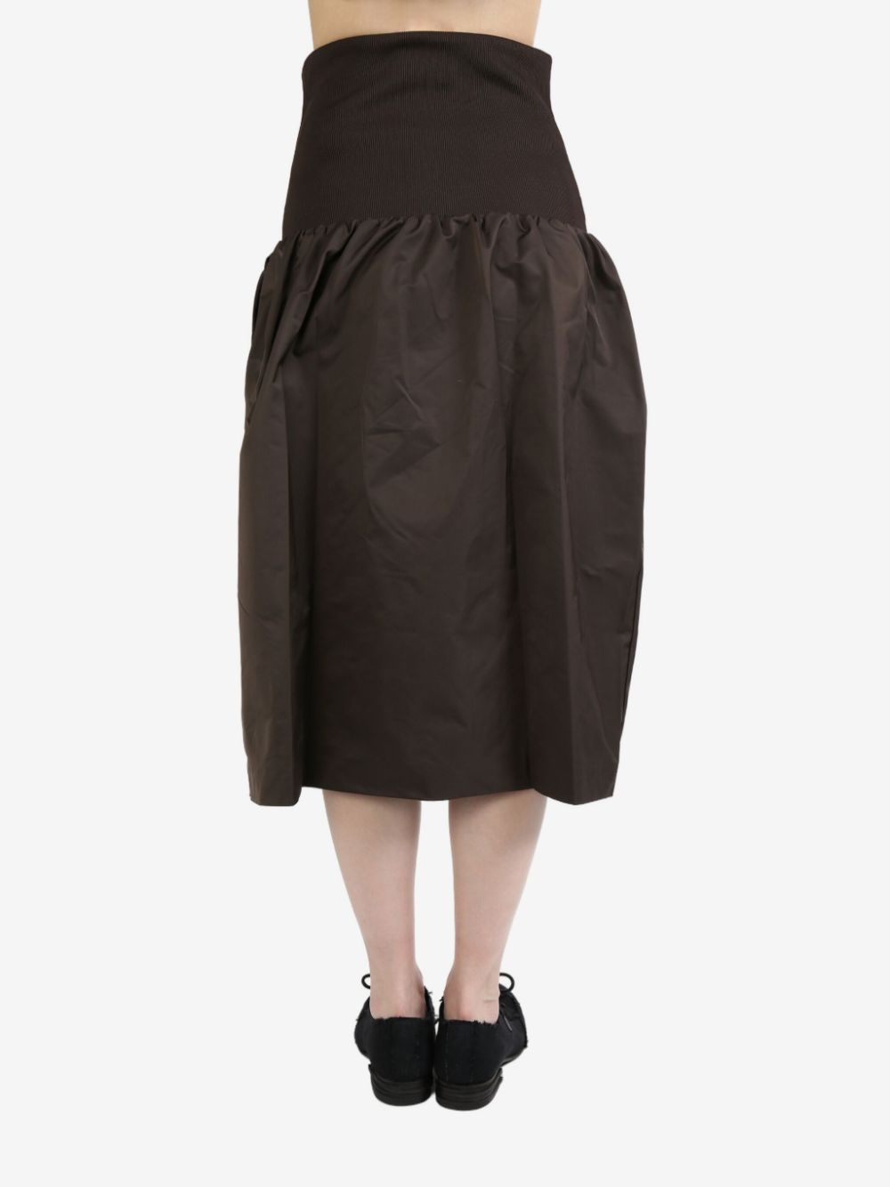 Shop Amomento Shirred High-waisted Skirt In Brown