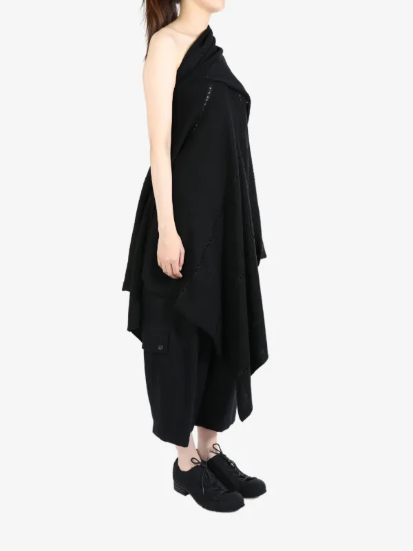 Yohji Yamamoto off-shoulder Asymmetric Pullover | Black Yohji Yamamoto off-shoulder Asymmetric Pullover | Black