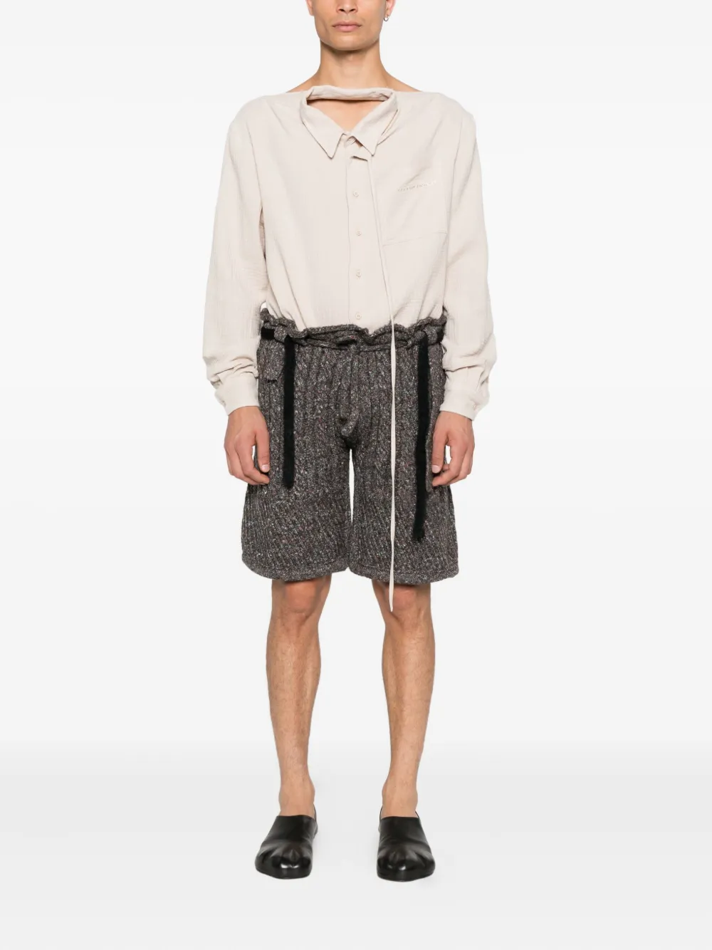 Ottolinger Kabelgebreide shorts met trekkoord Grijs