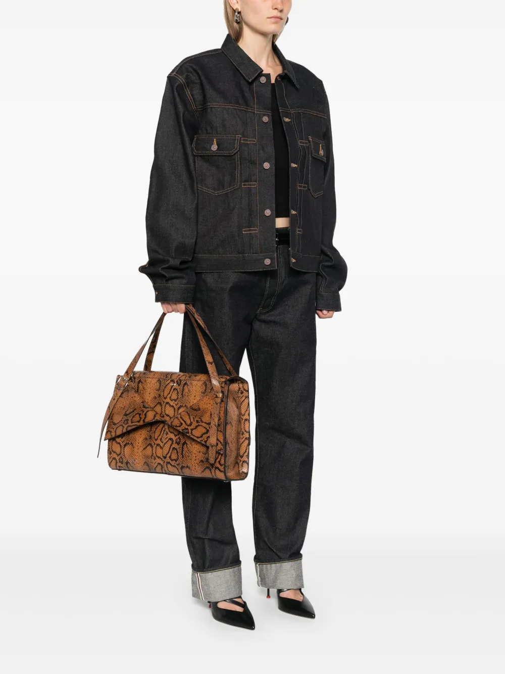 Coperni snakeskin-print tote bag - Bruin