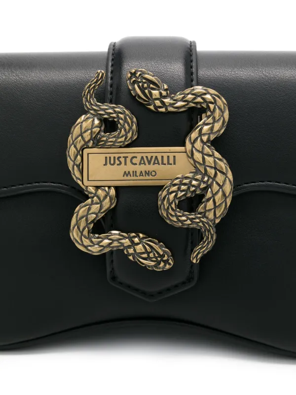 Just Cavalli snake buckle shoulder bag women Polyurethane Resin Polyester One Size Black