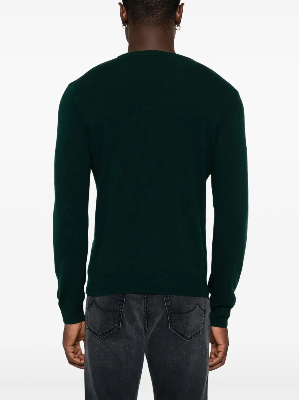 Woolrich Crew Neck Knit Texture Raglan Sweater In Green