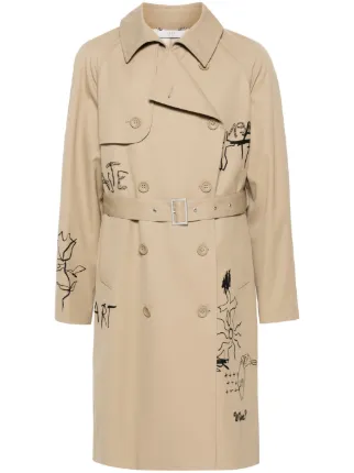 OLD BURBERRY - Trench coat 刺繍あり Vintage Burberrys Womens Trench Coat 14 Zip Camel Hair Liner