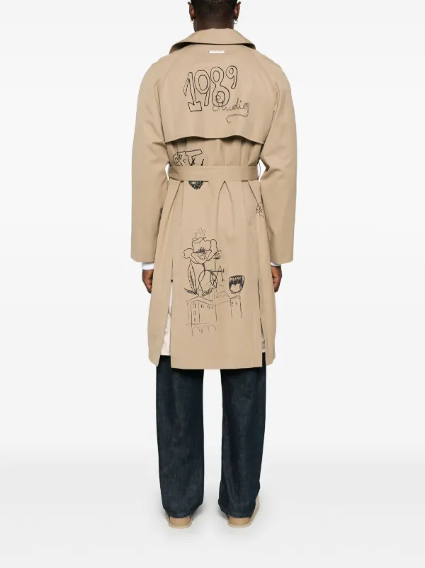 1989 STUDIO Scribble Embroidered Trench Coat | Neutrals 1989 STUDIO Scribble Embroidered Trench Coat | Neutrals