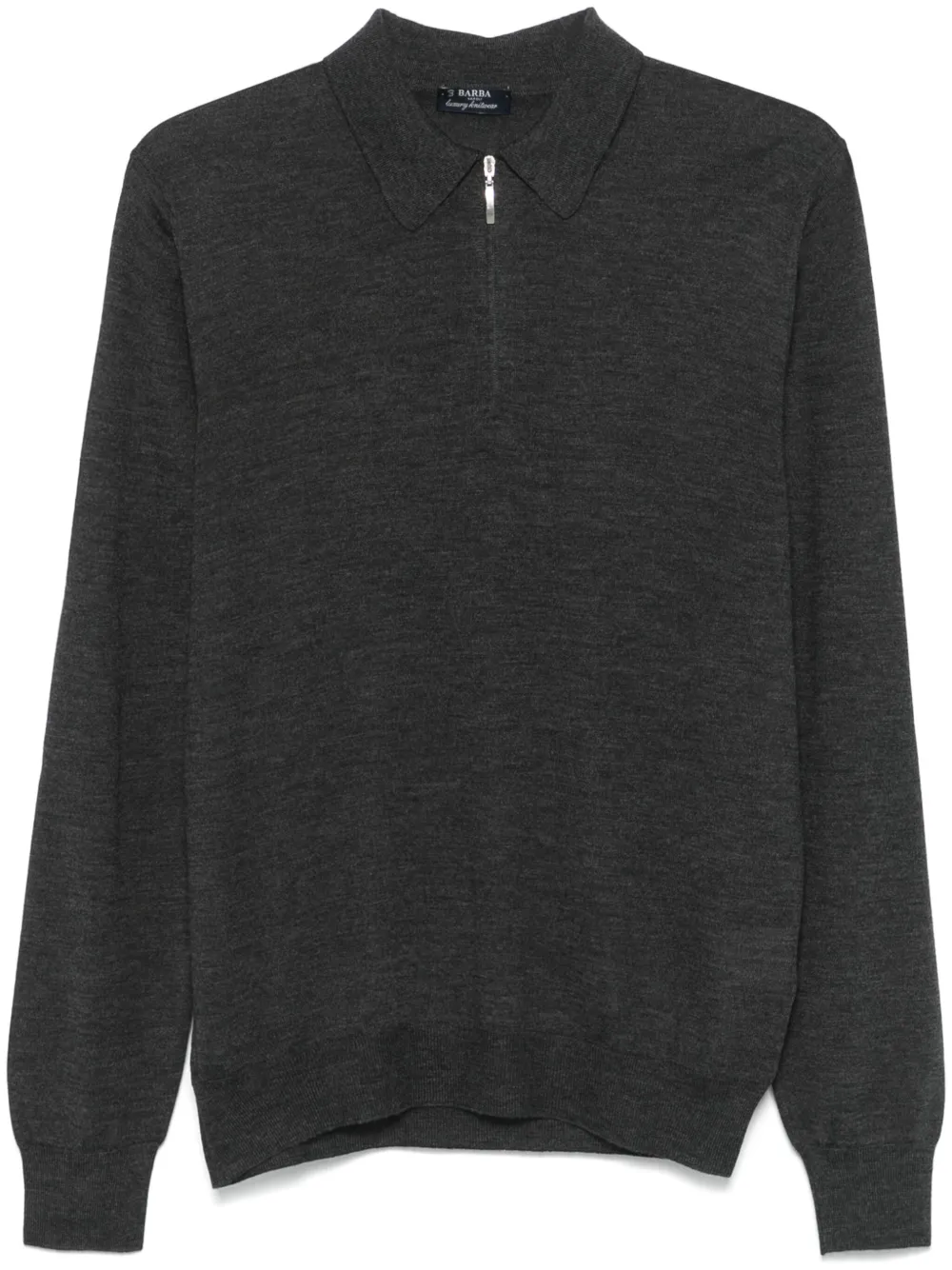 Barba Fijngebreid poloshirt Grijs