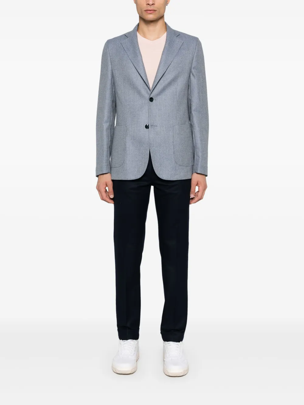 Barba Blazer met gemêleerd effect - Blauw