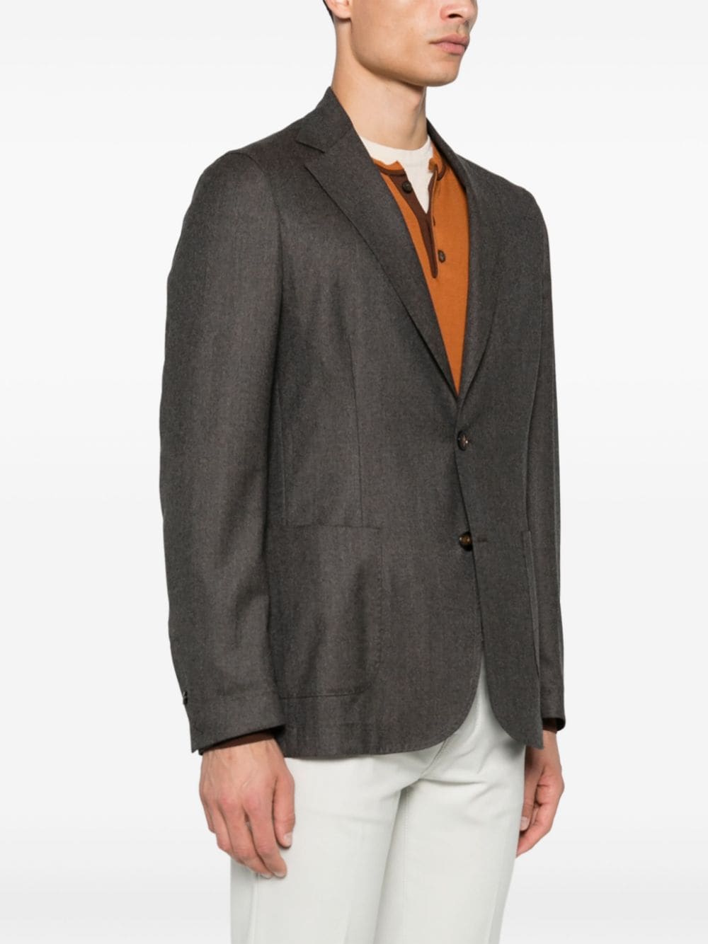 Shop Barba Virgin Wool Blazer In Brown