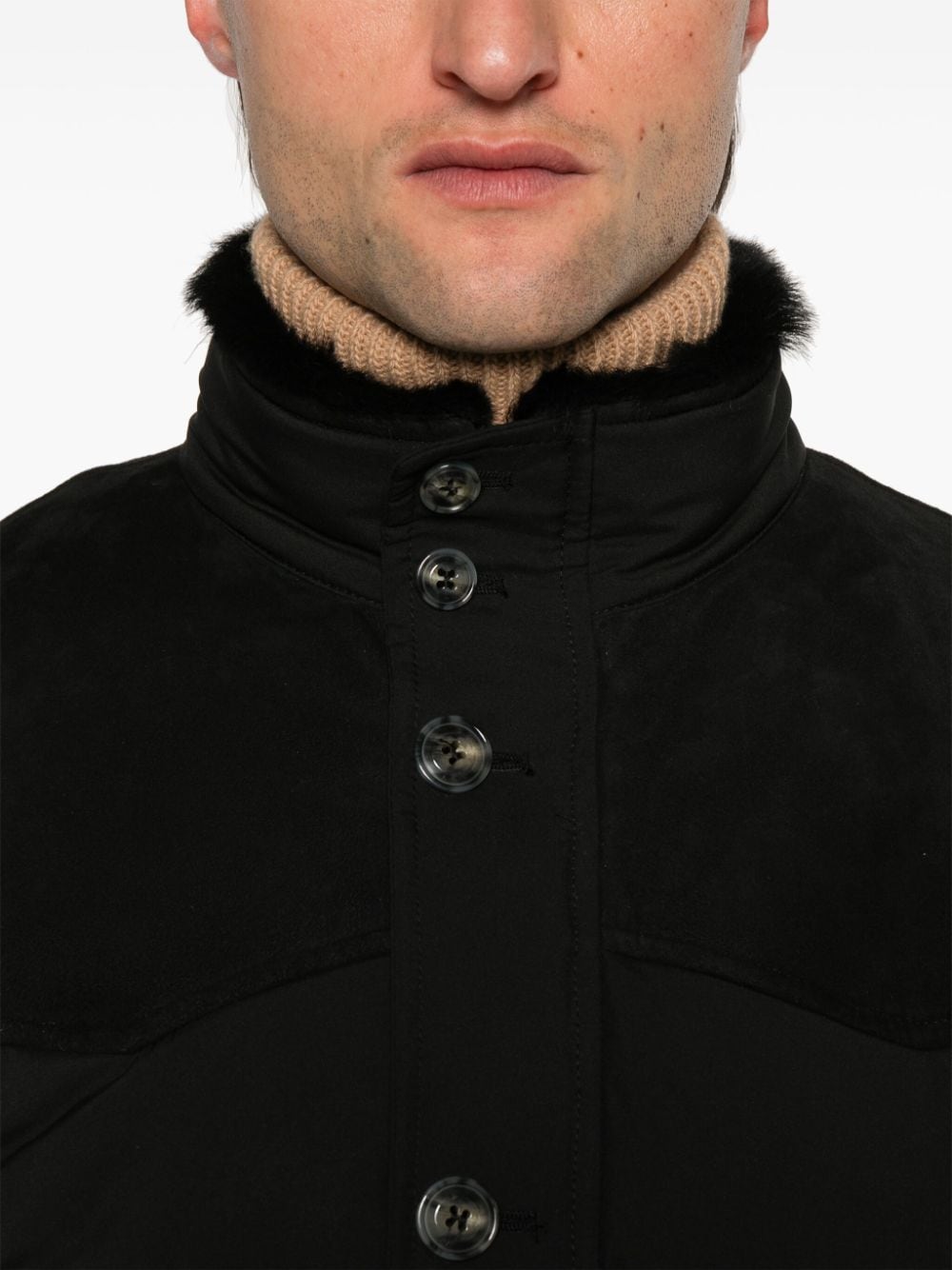 Shop Barba Mock-neck Puffer Jacket In Black