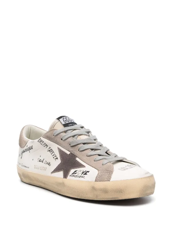 【関税&送料込】Golden  White Grey Super-Star Sneaker Super-Star sneakers in gray-white glitter-effect leather