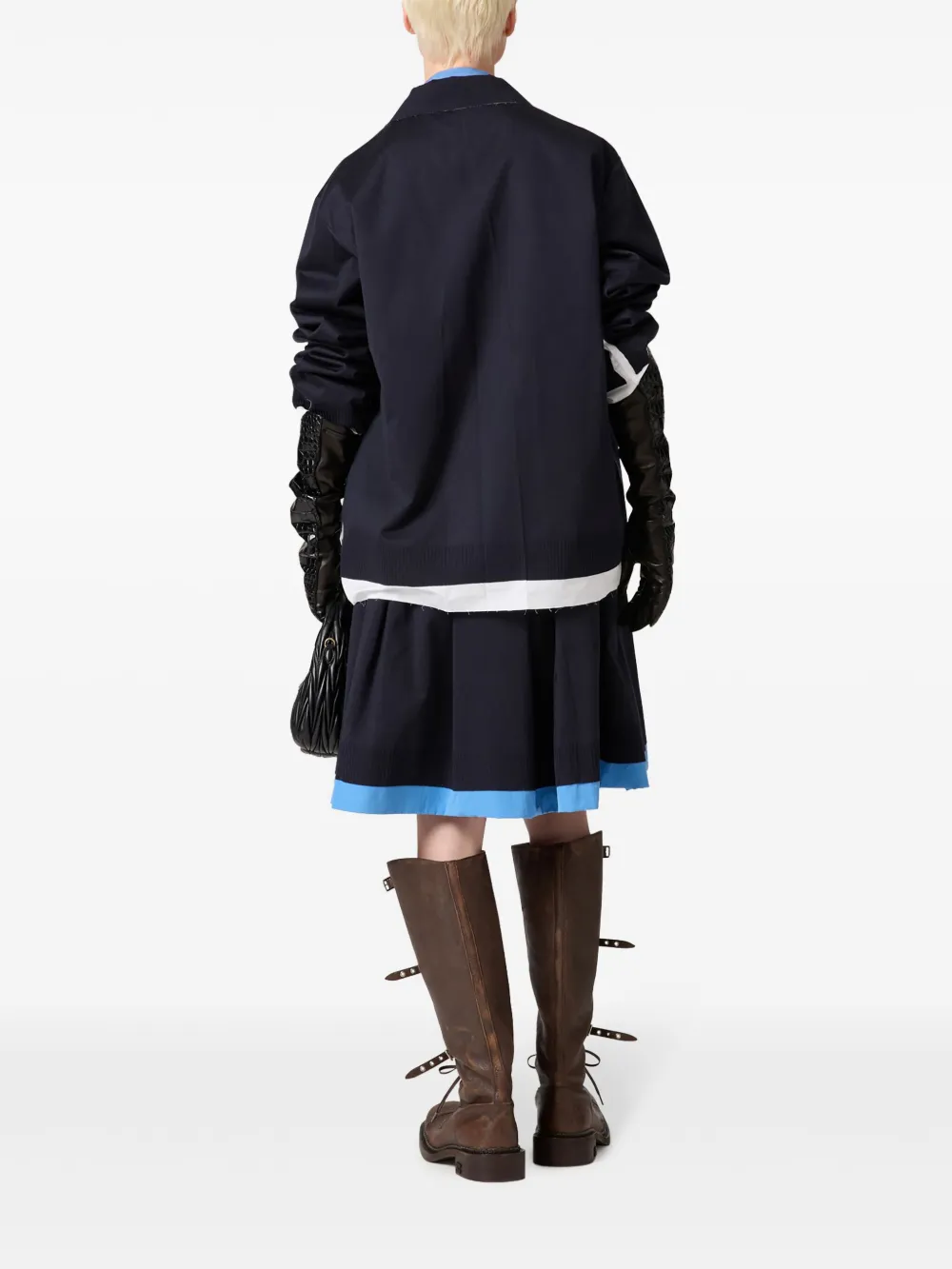 miumiu Miu Miu Popeline gebreiden rok met jacquard logo - Blauw