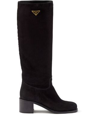 Prada 55mm Suede Boots Black FARFETCH KW