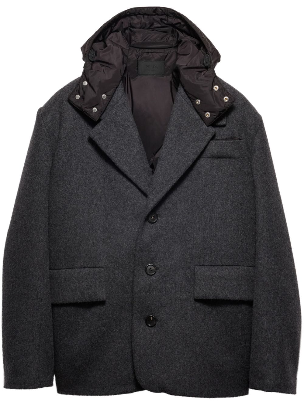 Prada Wool Down Jacket In Grey