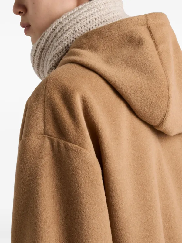 Prada camel-hair Hoodie Jacket | Brown | FARFETCH UK