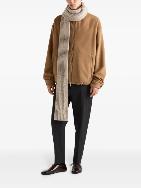 Prada camel-hair Hoodie Jacket | Brown | FARFETCH UK