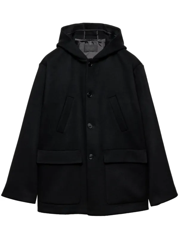 Prada Cashmere Hooded Jacket Black FARFETCH VN