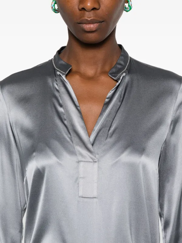 Peserico Blusa Con Detalle De Mostacillas Gris FARFETCH AR