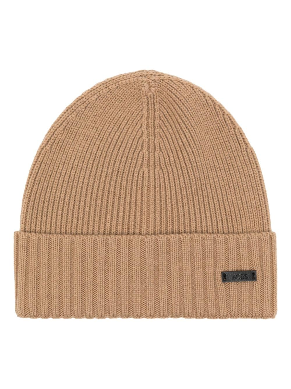 BOSS Gerippte Beanie - Nude