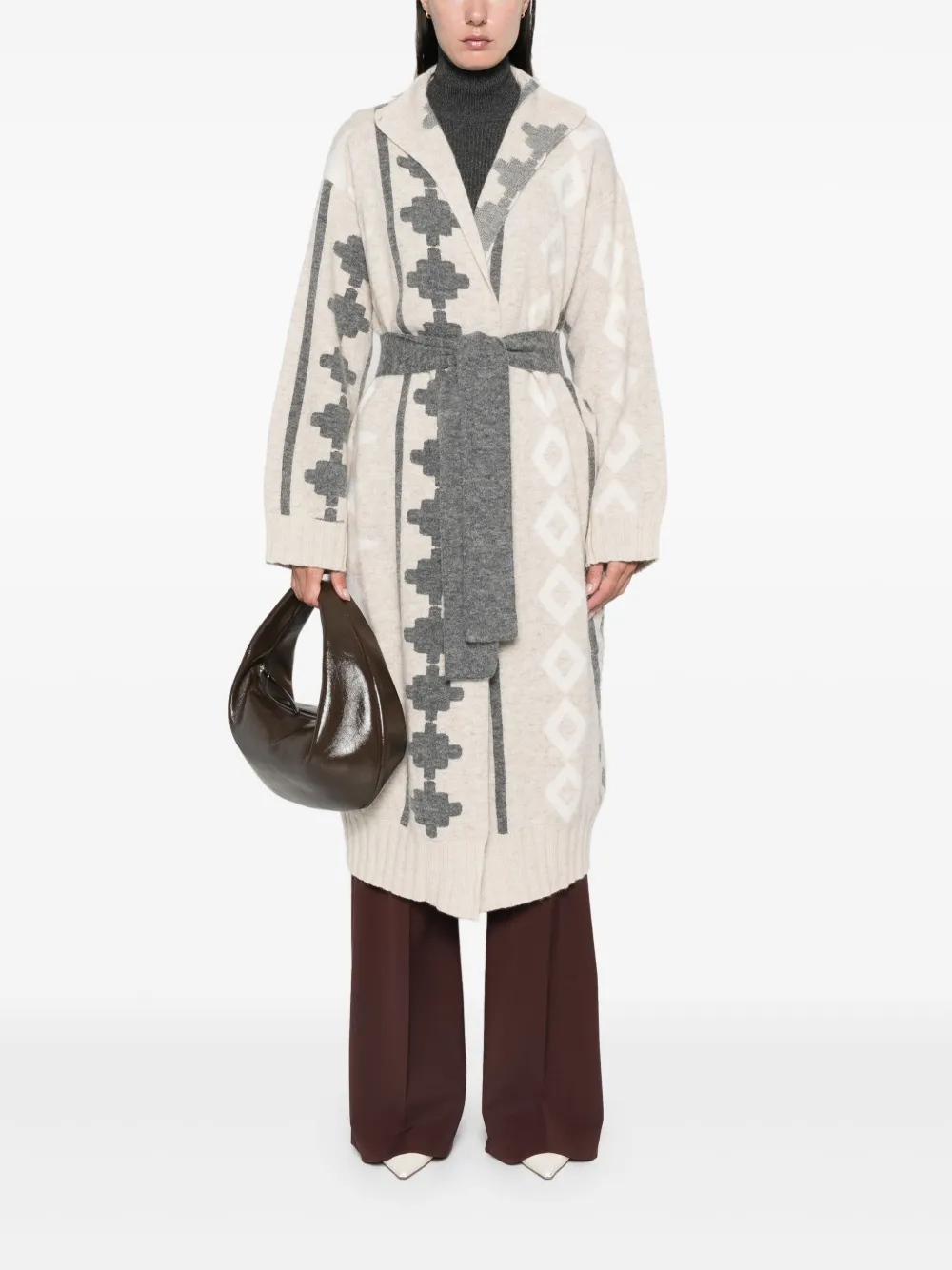 Lorena Antoniazzi Vest met jacquard - Beige