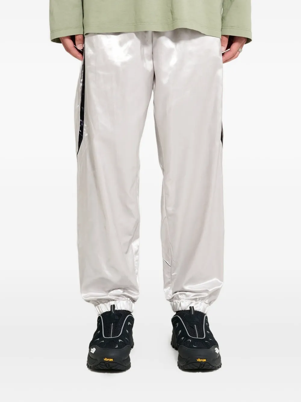 Olly Shinder elasticated-waistband panelled trousers | Silver | Image 1