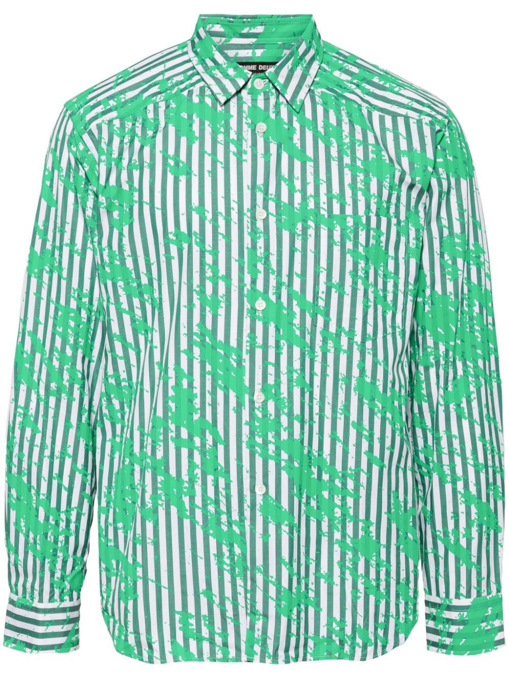 Comme des Garçons Homme Deux paint-splatter striped shirt - Green