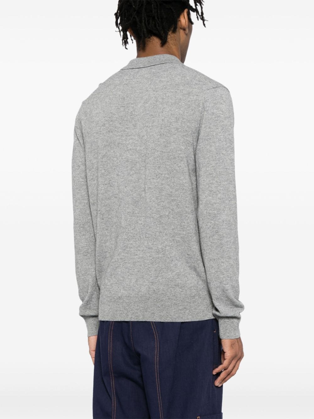 Shop Comme Des Garçons Homme Deux Knitted Polo Shirt In Grau