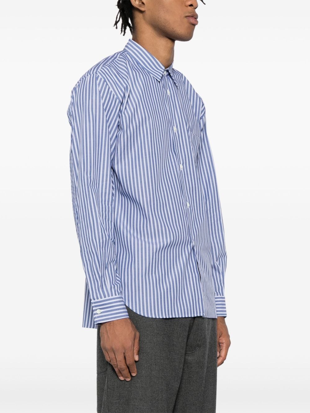 Shop Comme Des Garçons Homme Deux Striped Shirt In Blau