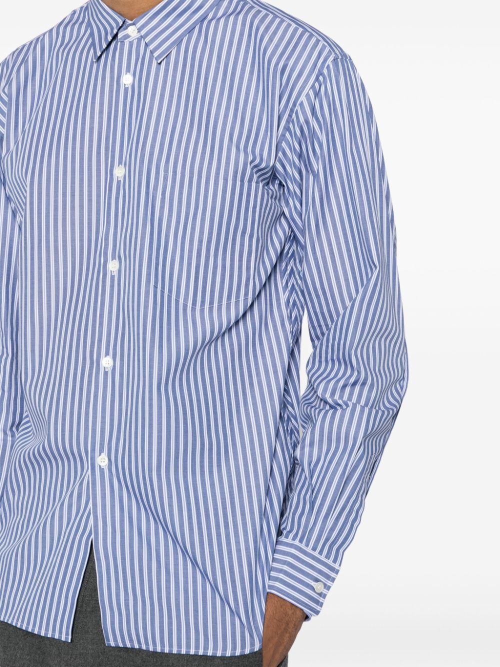 Shop Comme Des Garçons Homme Deux Striped Shirt In Blau