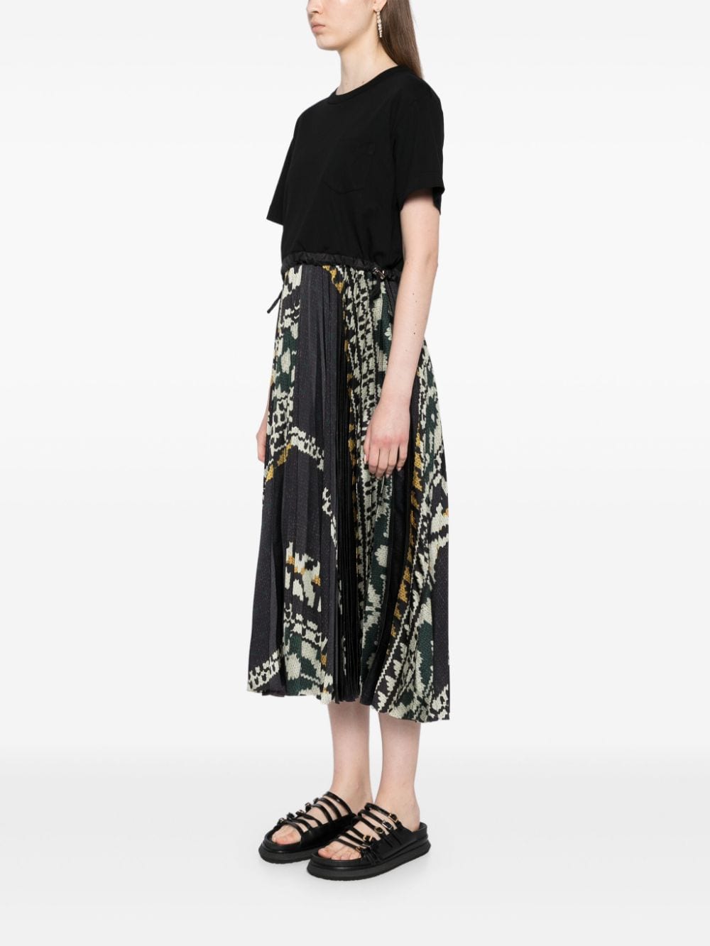 Shop Sacai Pattern Printed Dress In Black