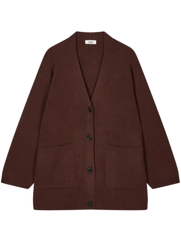 STUDIO TOMBOY Oversized-Cardigan Mit V-Ausschnitt Braun