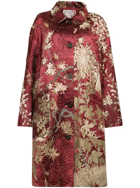 By Walid floral-embroidered silk coat