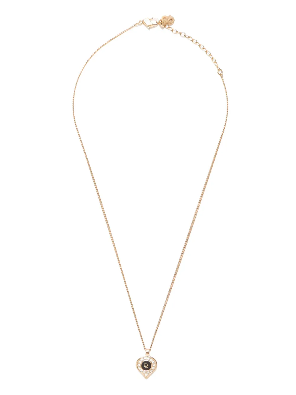 Christian Dior Pre-Owned rhinestone-embellished pendant necklace - Gold
